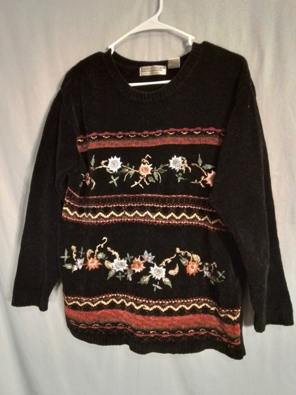 Carolyn Taylor Vintage Floral Embroidered Sweater
